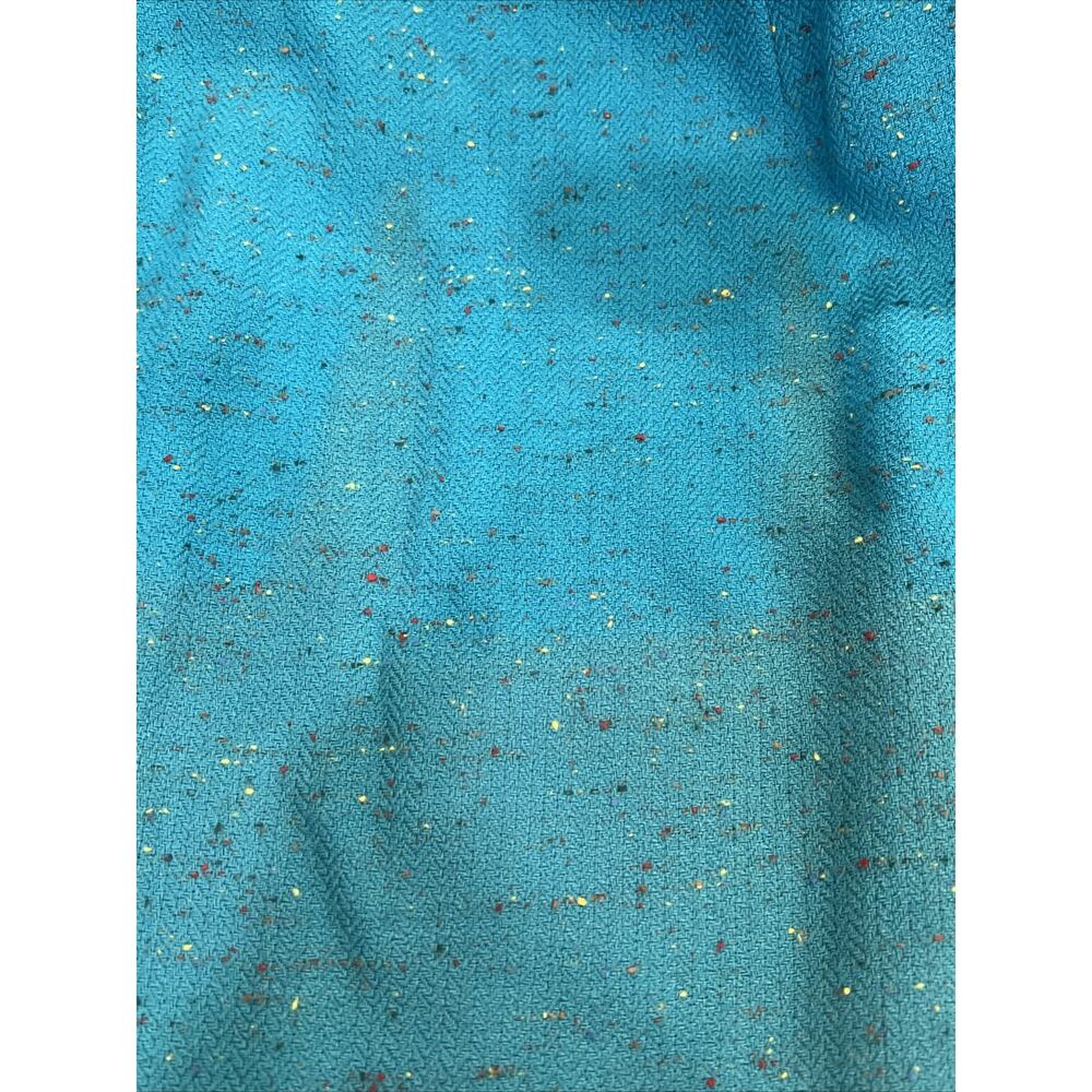VTG Noviello Bloom Teal Herringbone Tweed Skirt Suit Set Gold Button Peplum - Picture 7 of 7